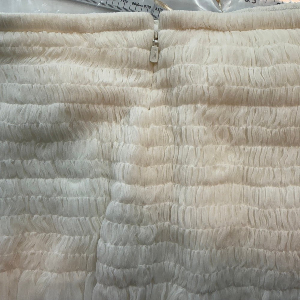 Chloe 100% Silk Smocked Maxi Skirt Iconic Milk Ivory Double Layer NWT US 8–10 - Picture 5 of 13